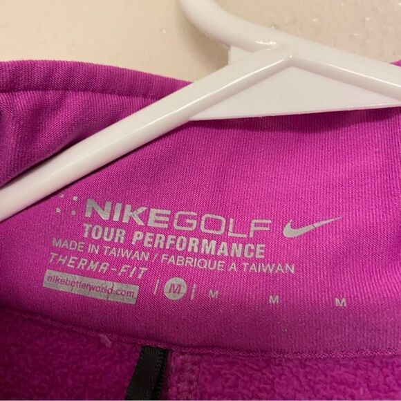 Nike Golf hot neon Pink Polka Dot Tour Performance Therma-Fit Jacket Full Zip M - Picture 7 of 13